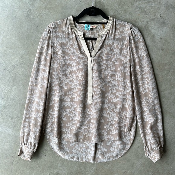 REBECCA TAYLOR silk printed nude blouse - Picture 1 of 6